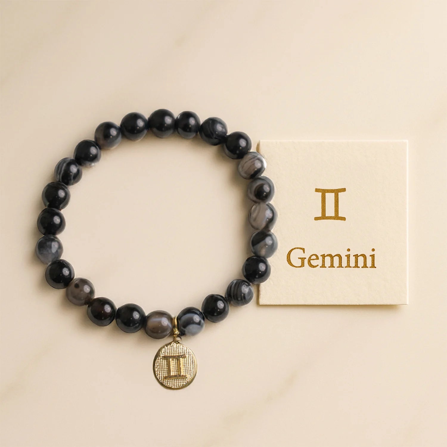 Gemini Agate Bracelet with Charm