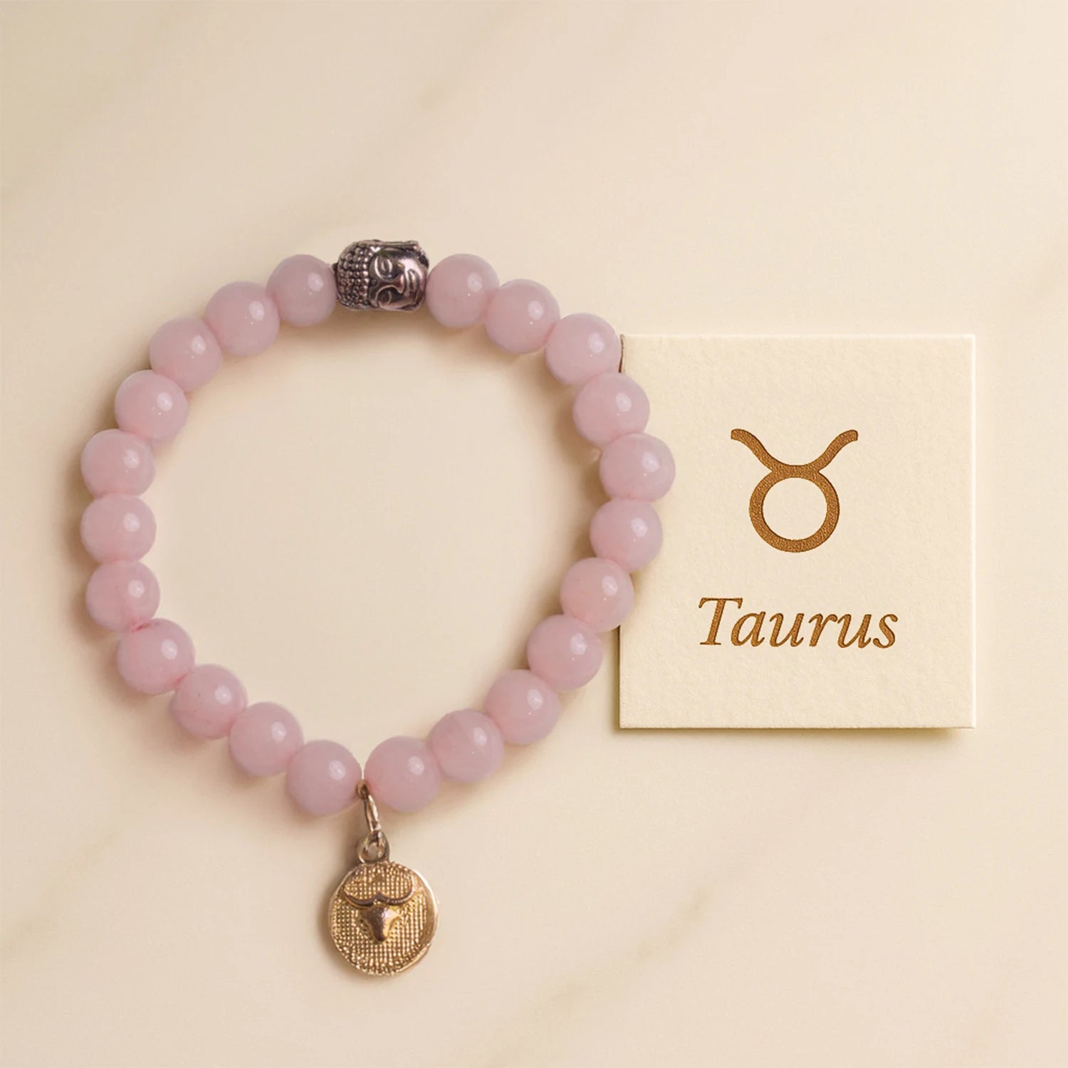 Taurus Rose Quartz Bracelet with Charm