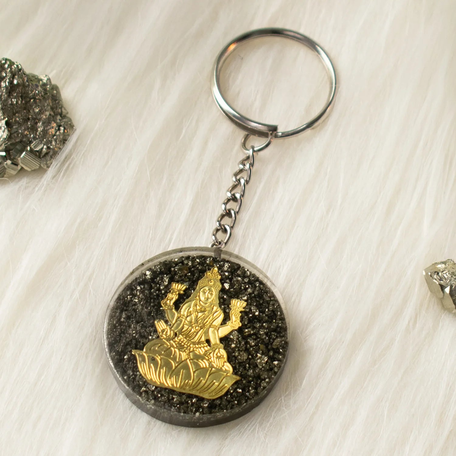 Lakshmi Ji Pyrite Keychain
