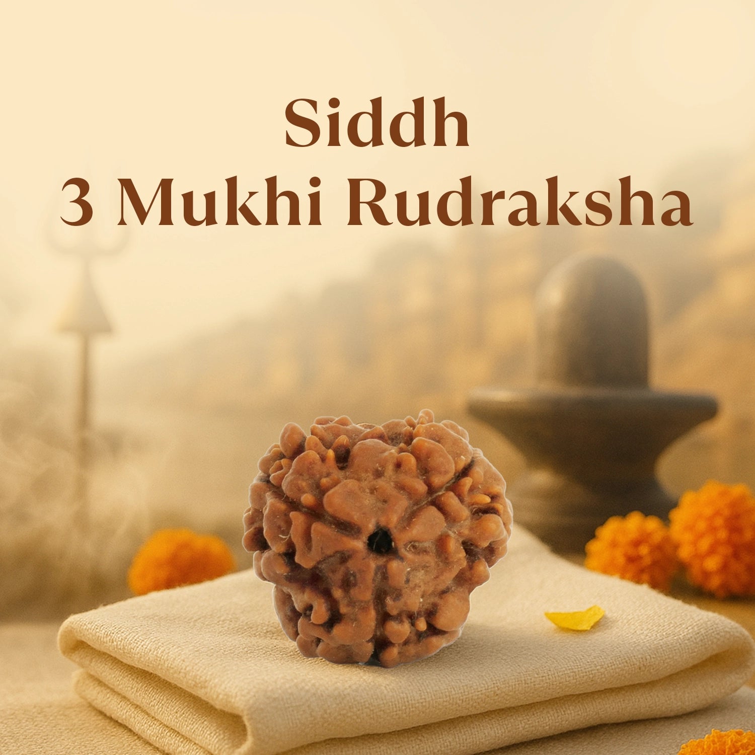 Kashi Siddh Nepal Origin 3 Mukhi Rudraksha -  18mm - 22mm