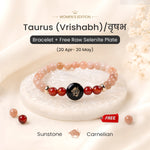 Taurus (वृषभ राशि) Zodiac Sunstone & Carnelian Bracelet for Women