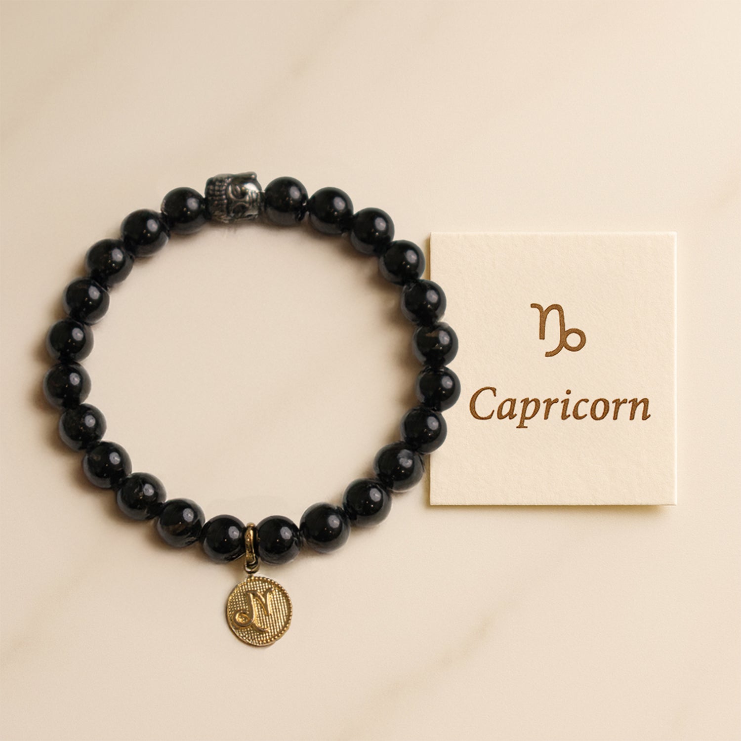 Capricorn Black Tourmaline Bracelet with Charm