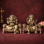 Ganesha Lakshmi Brass Idol