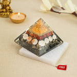 Laxmi Yantra Pyramid with Free Square Raw Selenite Plate