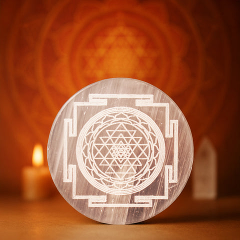 Shree Yantra Selenite Plate