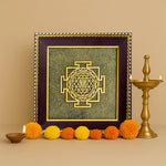 Shree Yantra on Raw Pyrite Frame