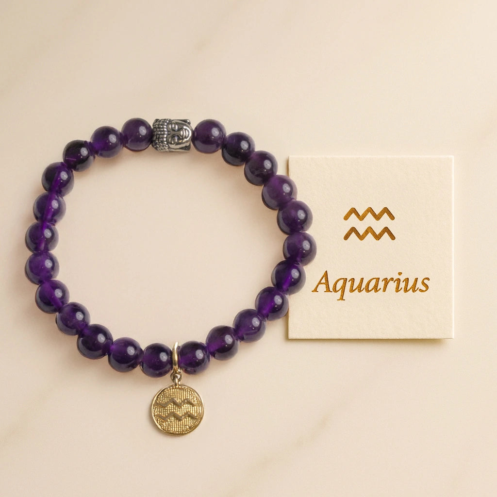 Aquarius Amethyst Bracelet with Charm