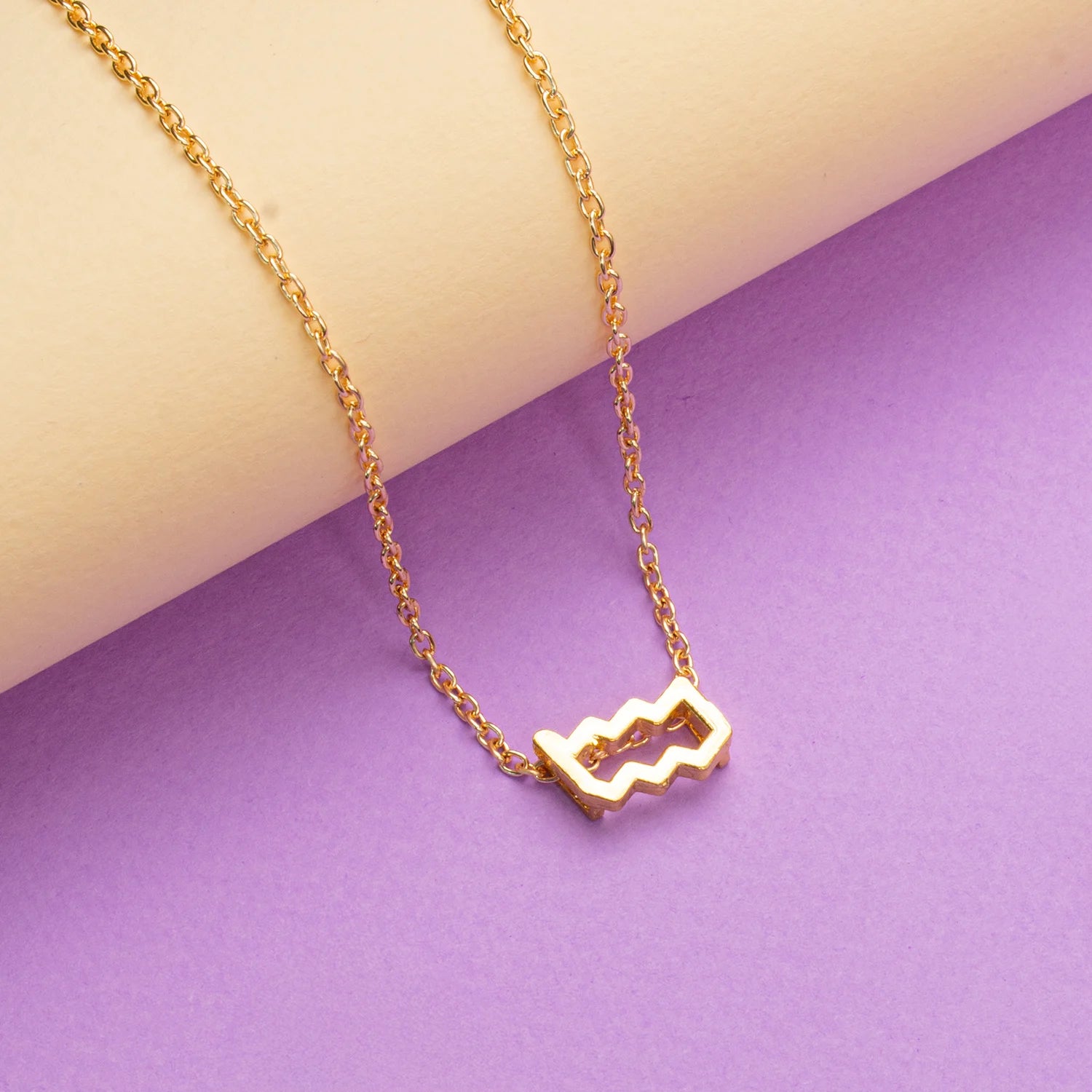 Aquarius Zodiac Brass Necklace