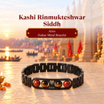 Rinmukteshwar Siddh Aries Zodiac Metal Bracelet with Free Raw Selenite Plate