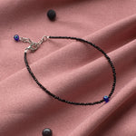 Black Tourmaline Anklet with Evil Eye Charm