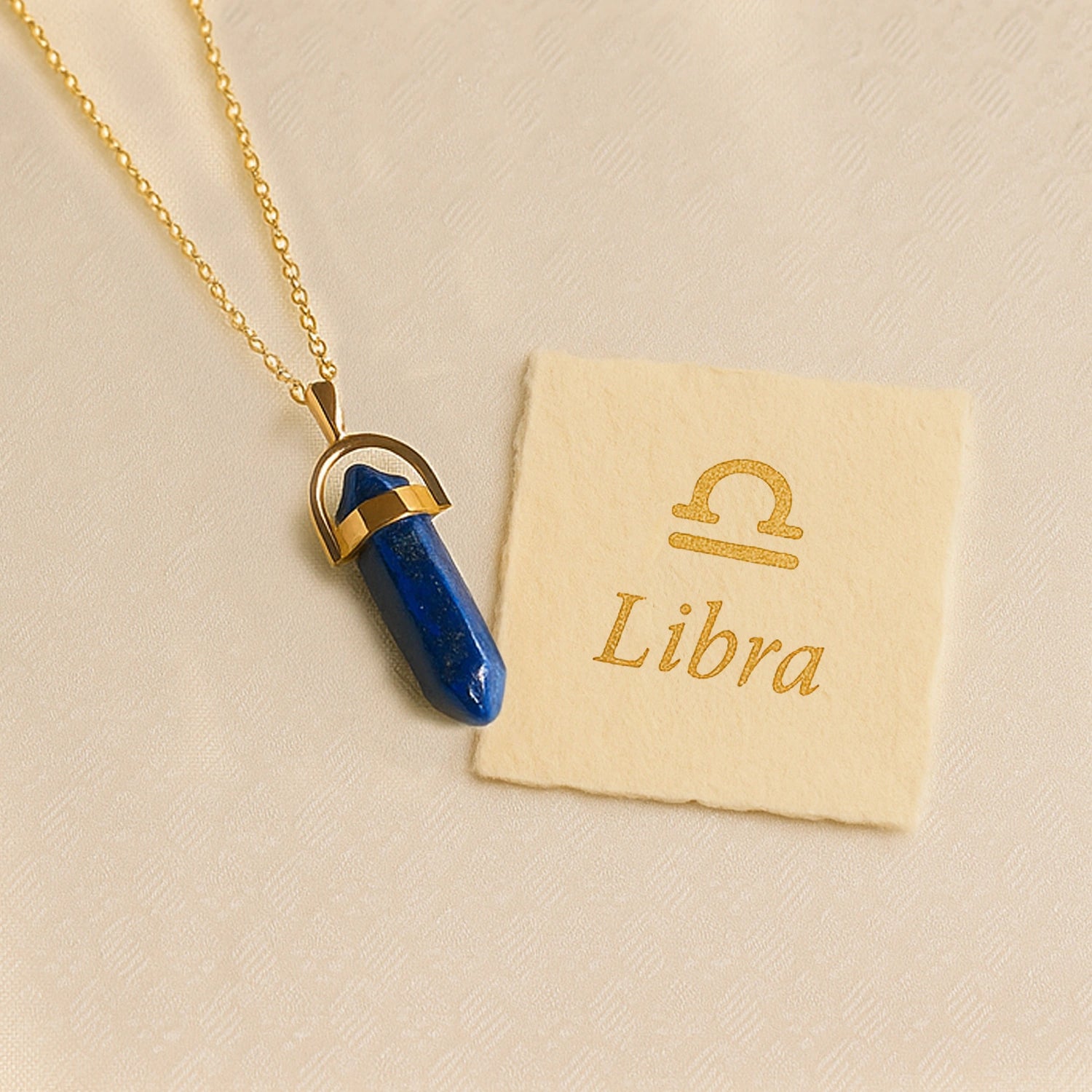Libra Lapis Lazuli Pencil Pendant with Chain