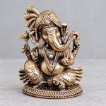 Brass Superfine Small Ganesha Idol Wearing a Turban 2 Inch