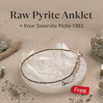 Raw Pyrite Anklet with Free Raw Selenite Plate