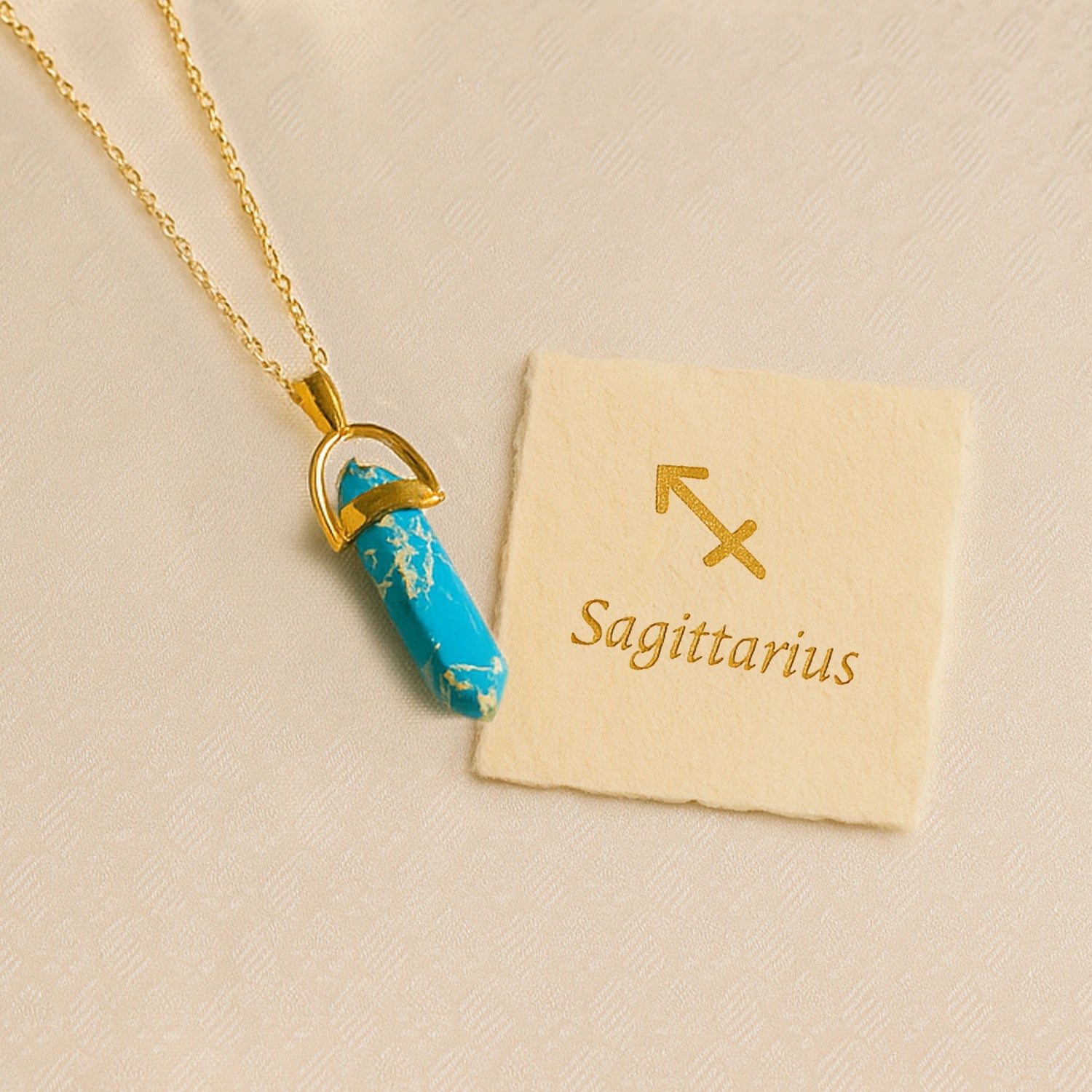 Sagittarius Turquoise Pencil Pendant with Chain