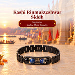 Rinmukteshwar Siddh Sagittarius Zodiac Metal Bracelet with Free Raw Selenite Plate