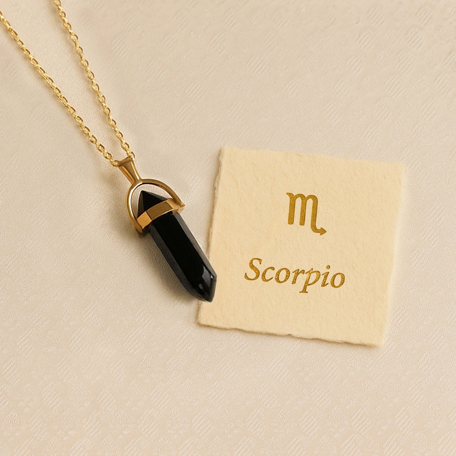 Scorpio Obsidian Pencil Pendant with Chain