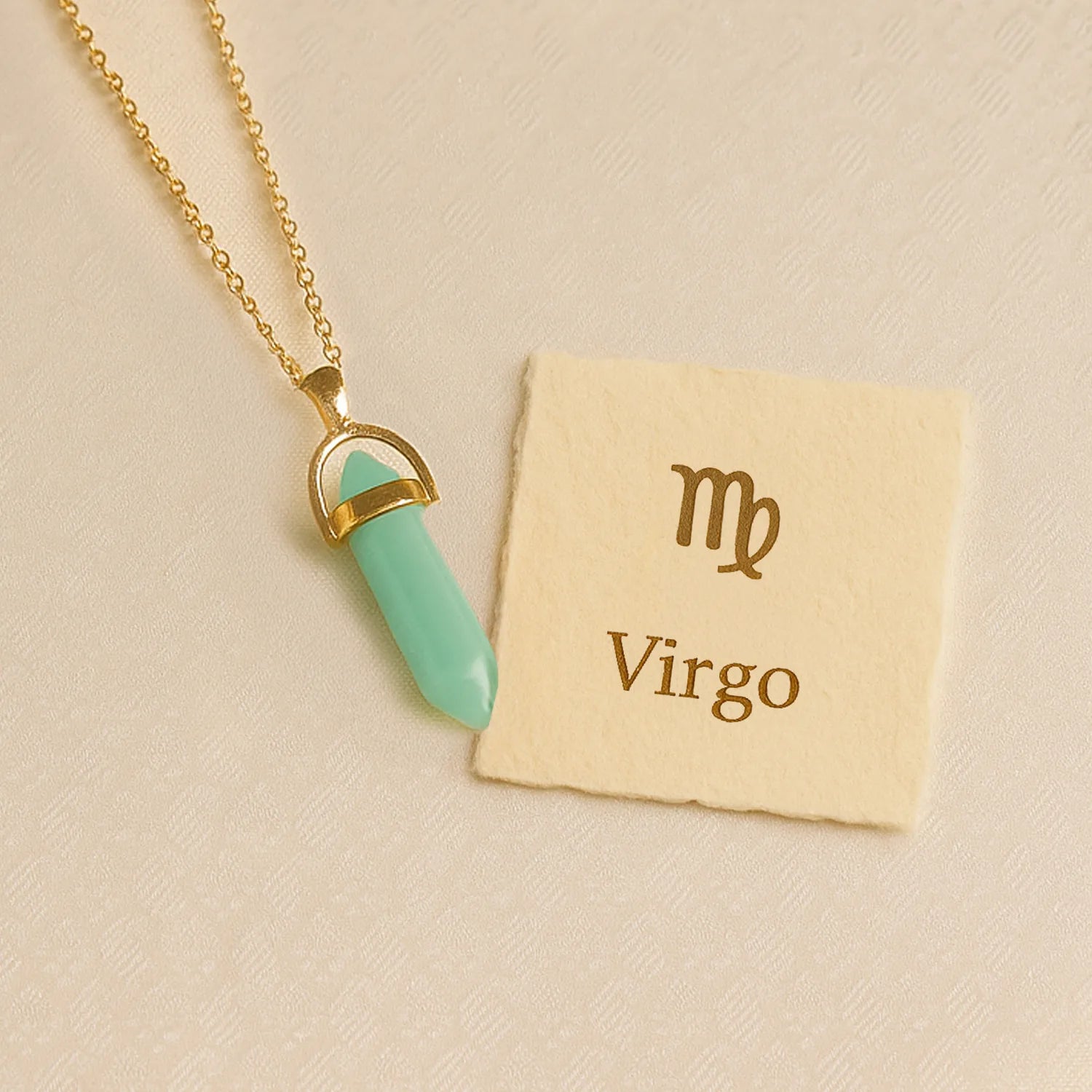 Virgo Amazonite Pencil Pendant with Chain