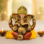 Red & Golden Ganesh Ji Murti – Riddhi Siddhi Roop