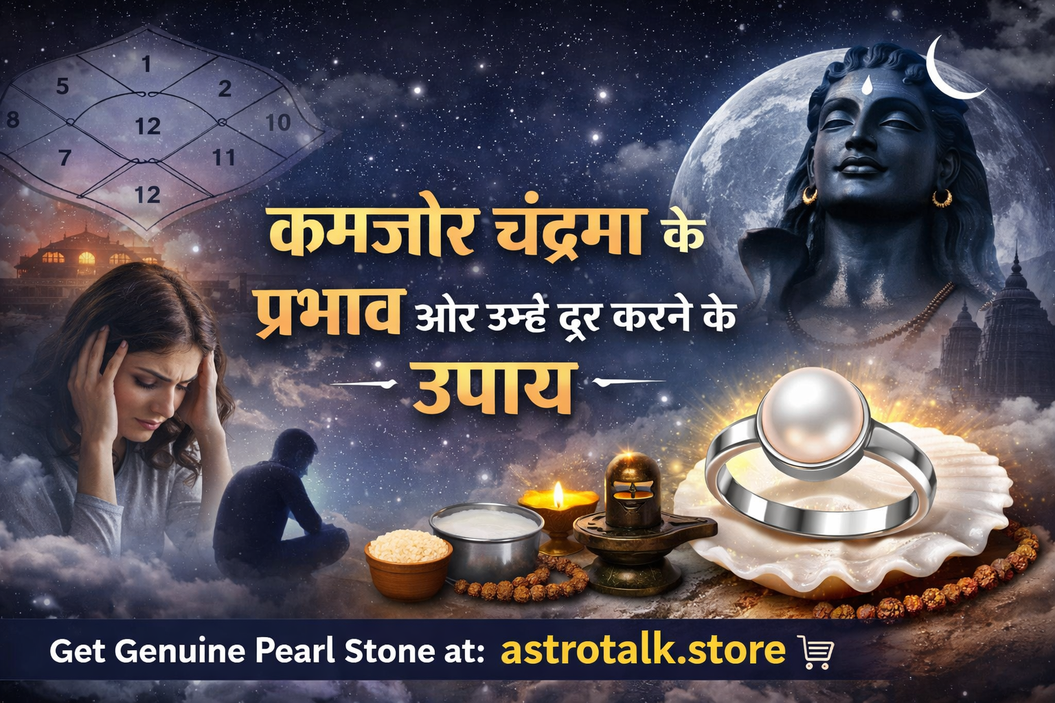 कमजोर चंद्रमा के प्रभाव और उन्हें दूर करने के उपाय