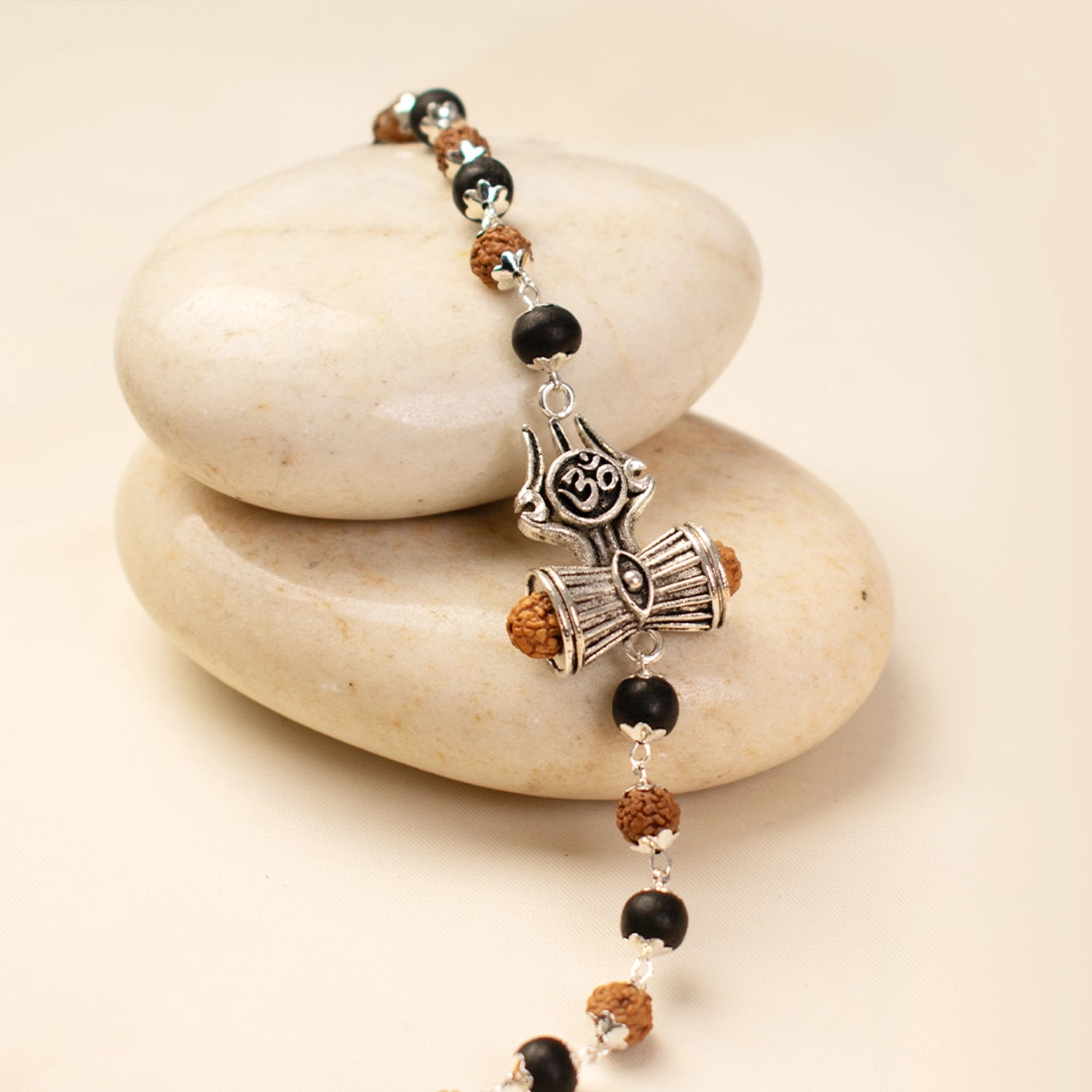 Om Trinetra Trishul Damru Karungali Rudraksha Bracelet