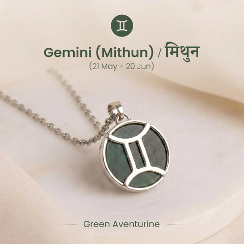 Gemini Pendant (मिथुन राशि) with Green Aventurine