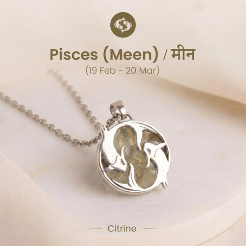Unisex Pisces Pendant (मीन राशि) with Citrine