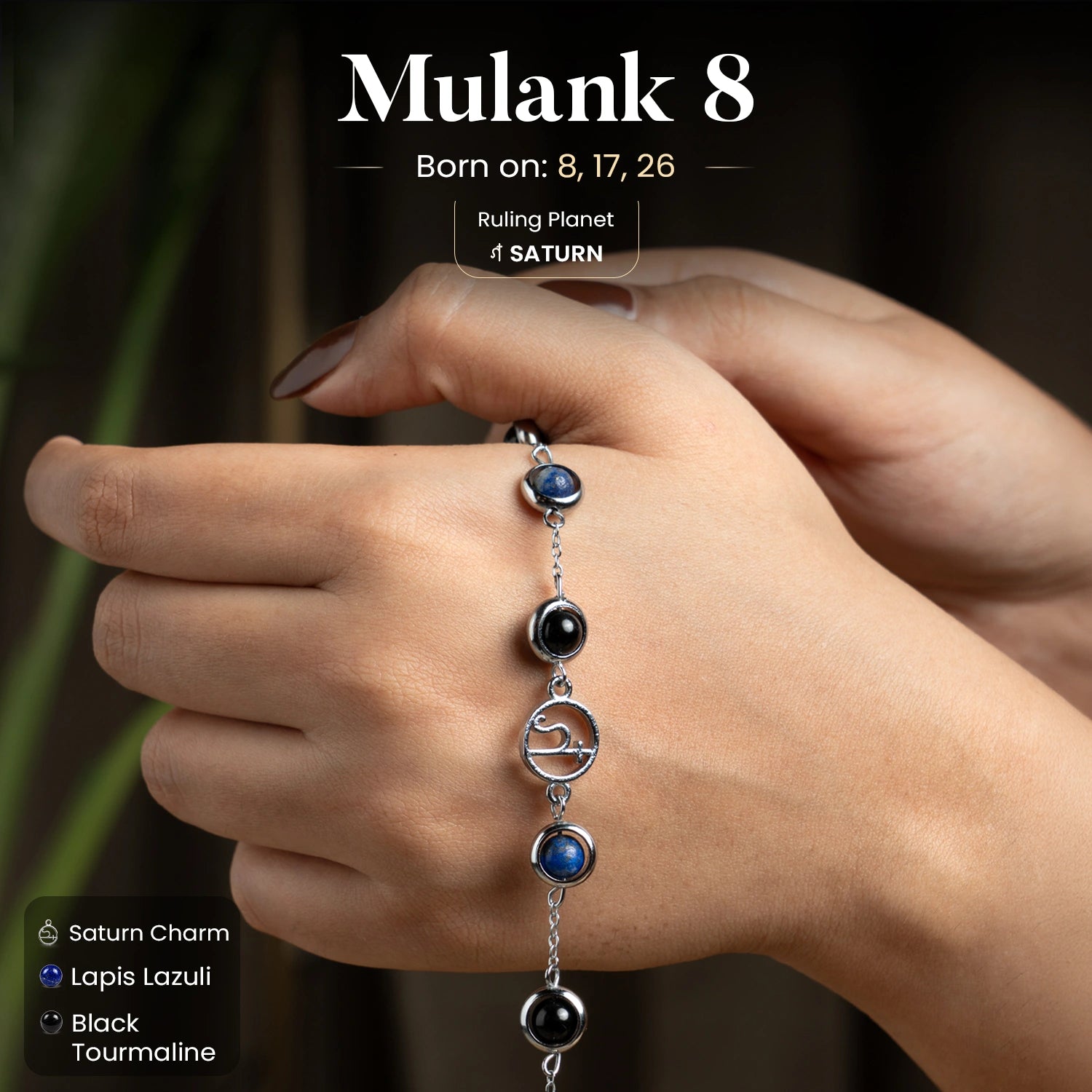 Mulank 8 Shani | Crystal Bracelet for Women