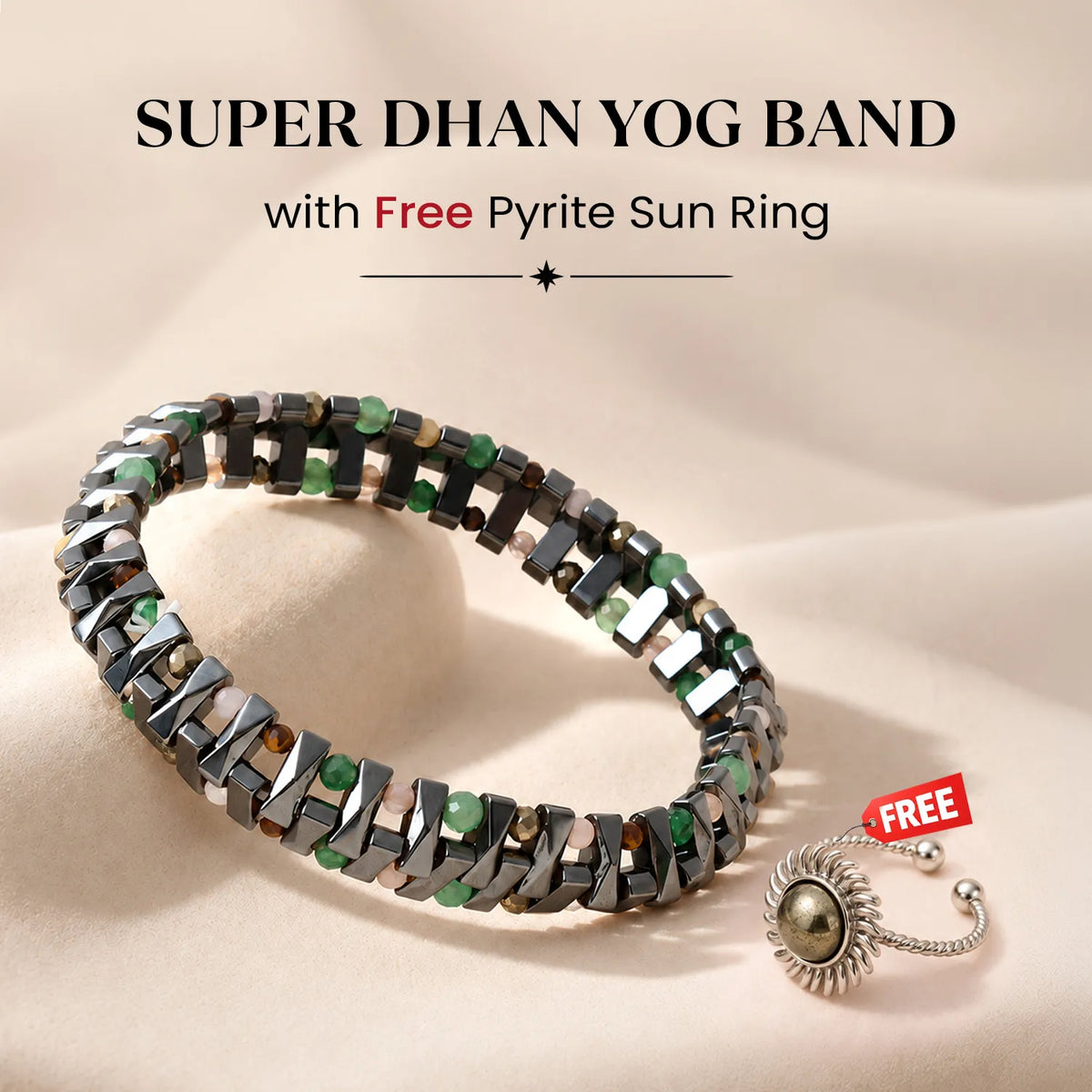 Super Dhan Yog Bracelet with Pyrite Sun Ring