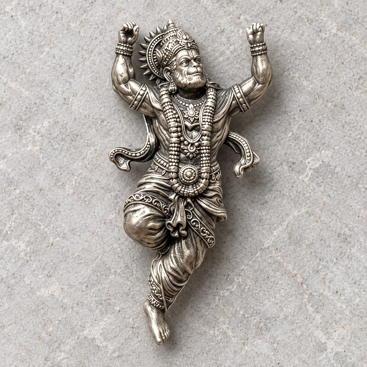 92.5 Silver Standing Hanuman Brooch
