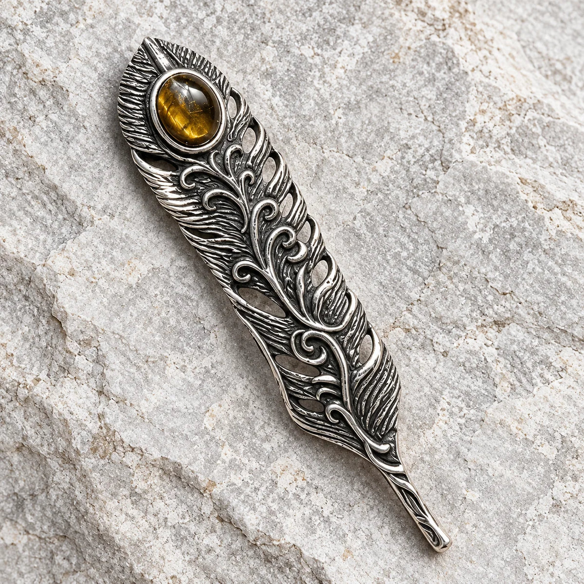 92.5 Silver Feather Pendant