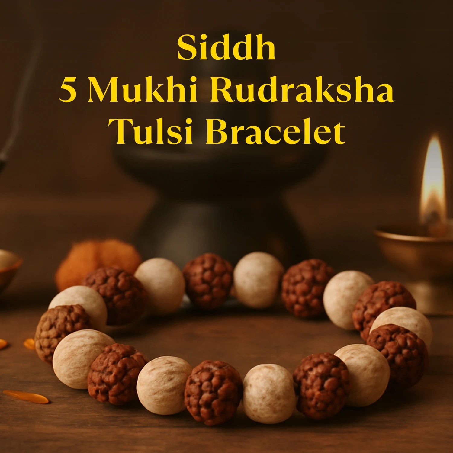 Kashi Siddh 5 Mukhi Rudraksha Tulsi Bracelet