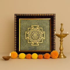 Raw Pyrite Frame with Shree Yantra