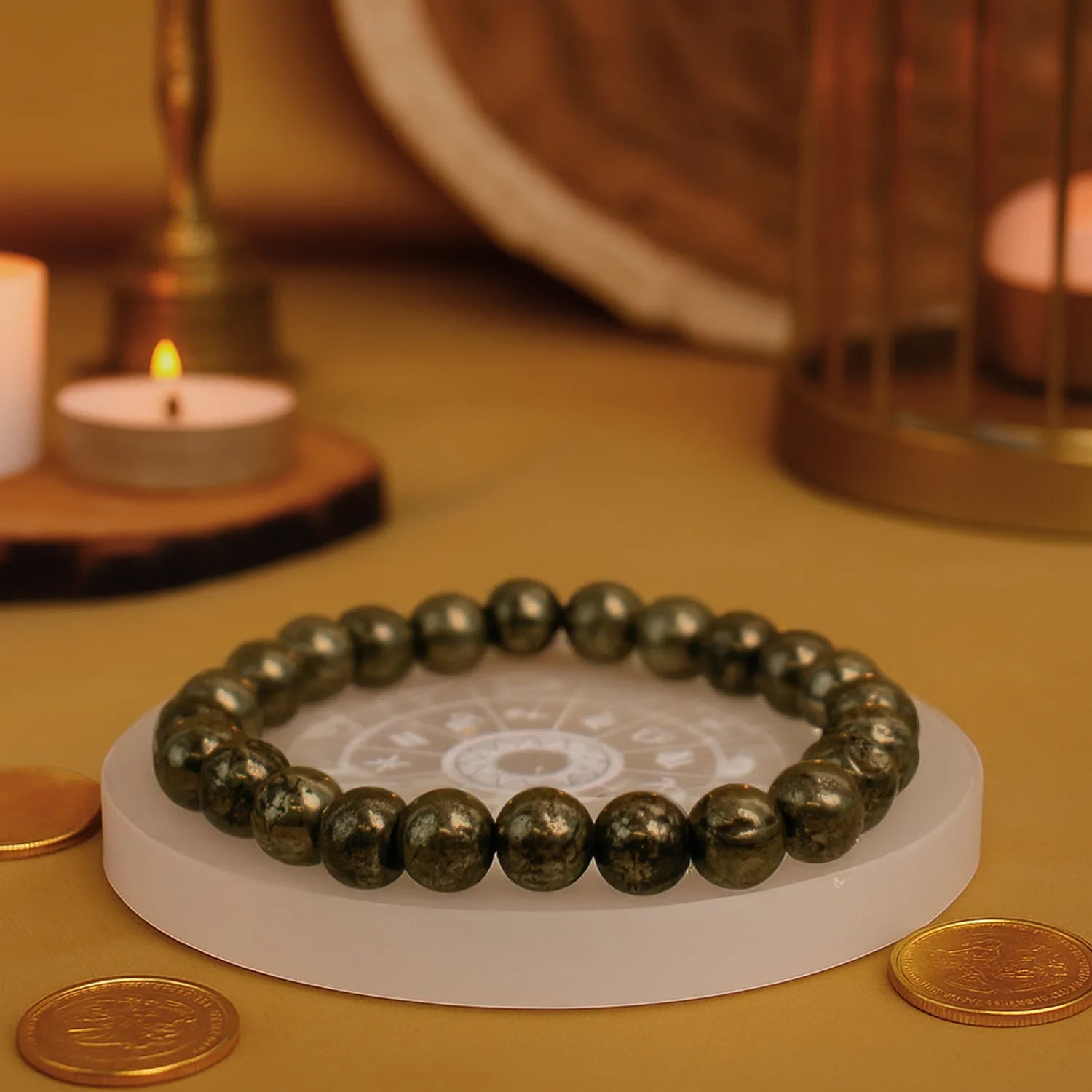 Pyrite Sampanta Combo With Raw Pyrite Bracelet and Selenite Plate