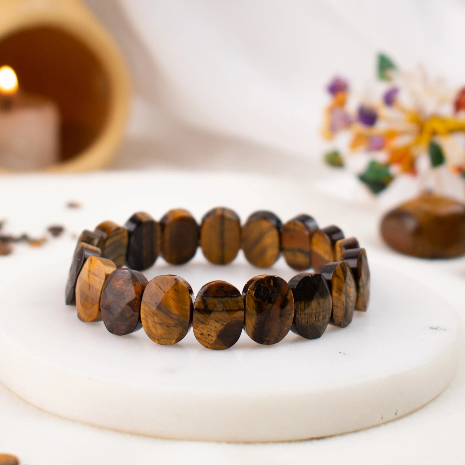 Tiger-Eye Flat-Beaded Bracelet