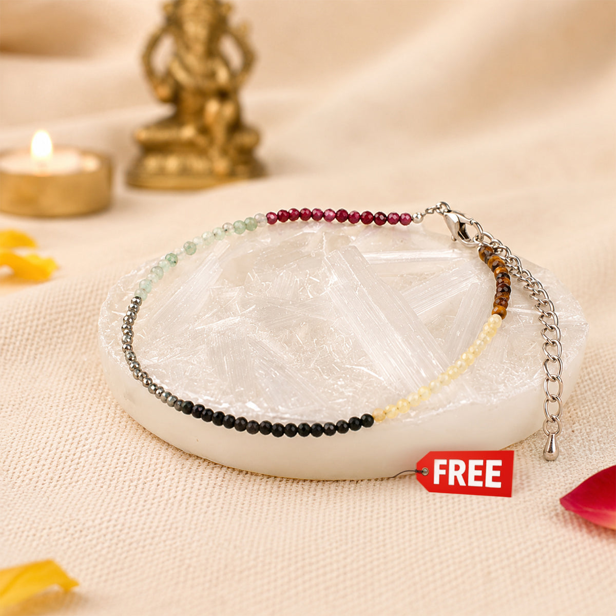 Dhan Yog Anklet with Free Raw Selenite Plate