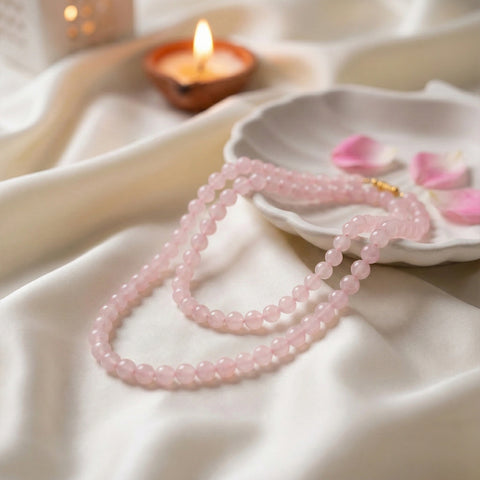 Rose Quartz Mala - 8mm || 108 Beads
