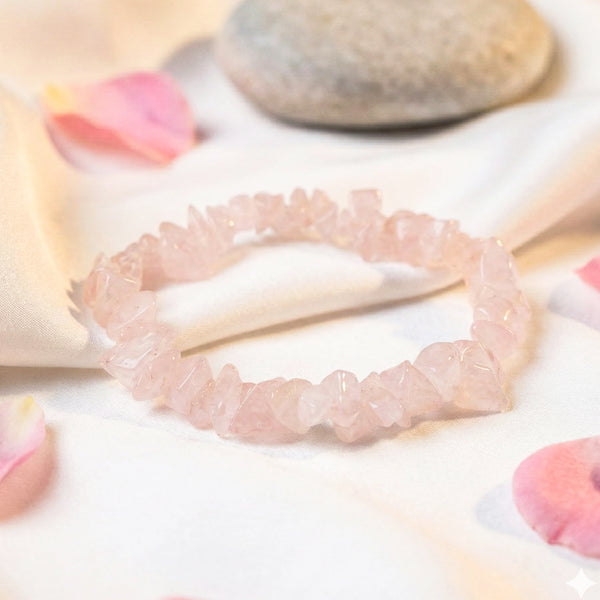 Rose Quartz Chips Bracelet Stretchable