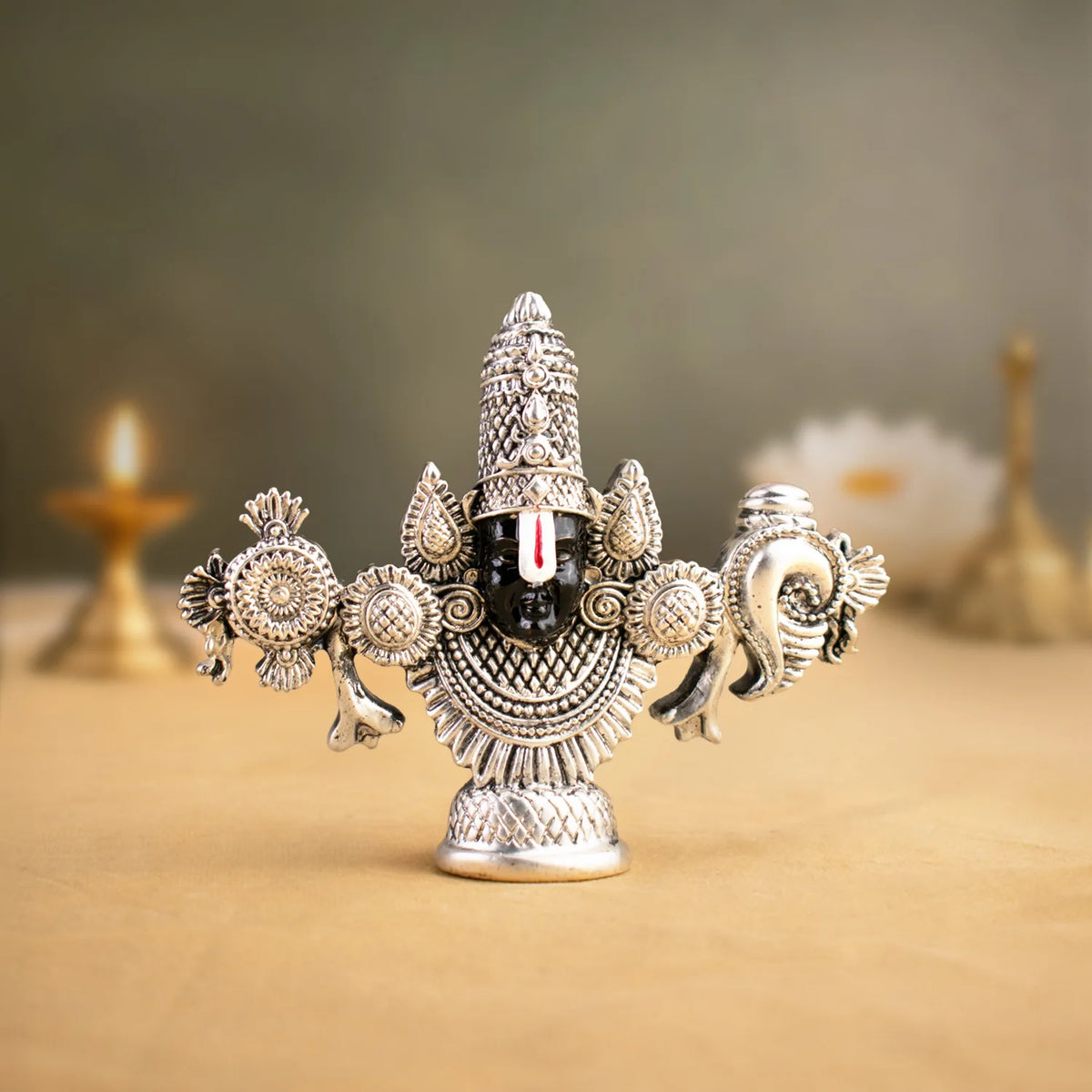 999 Silver Plated Lord Tirupati Balaji Idol