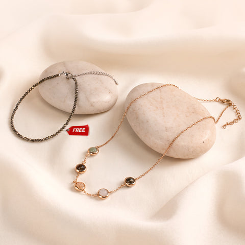 Dhan Yog Necklace + Free Raw Pyrite Anklet Combo