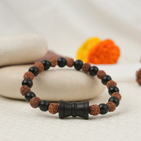Karungali Rudraksha Damru Bracelet