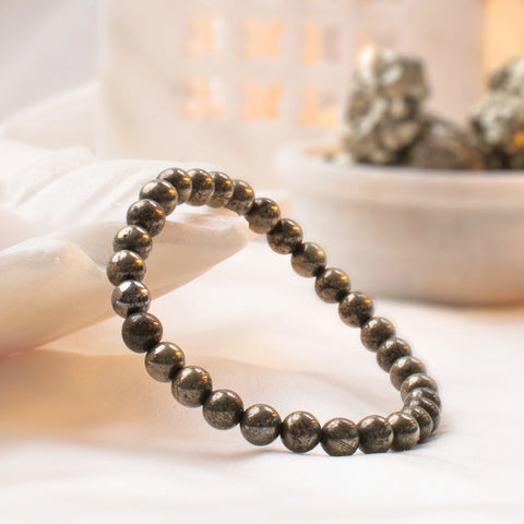 Raw Pyrite Bracelet (Women - 6mm Beads)