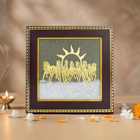 7 Horses on Pyrite & Selenite Dust Frame