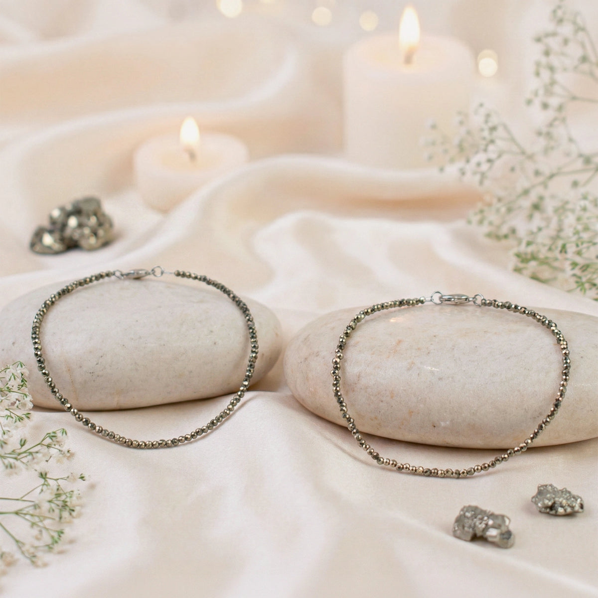 Raw Pyrite Anklet Set Of 2