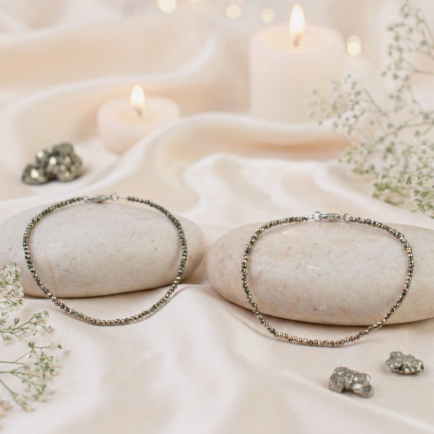 Raw Pyrite Anklet Set Of 2