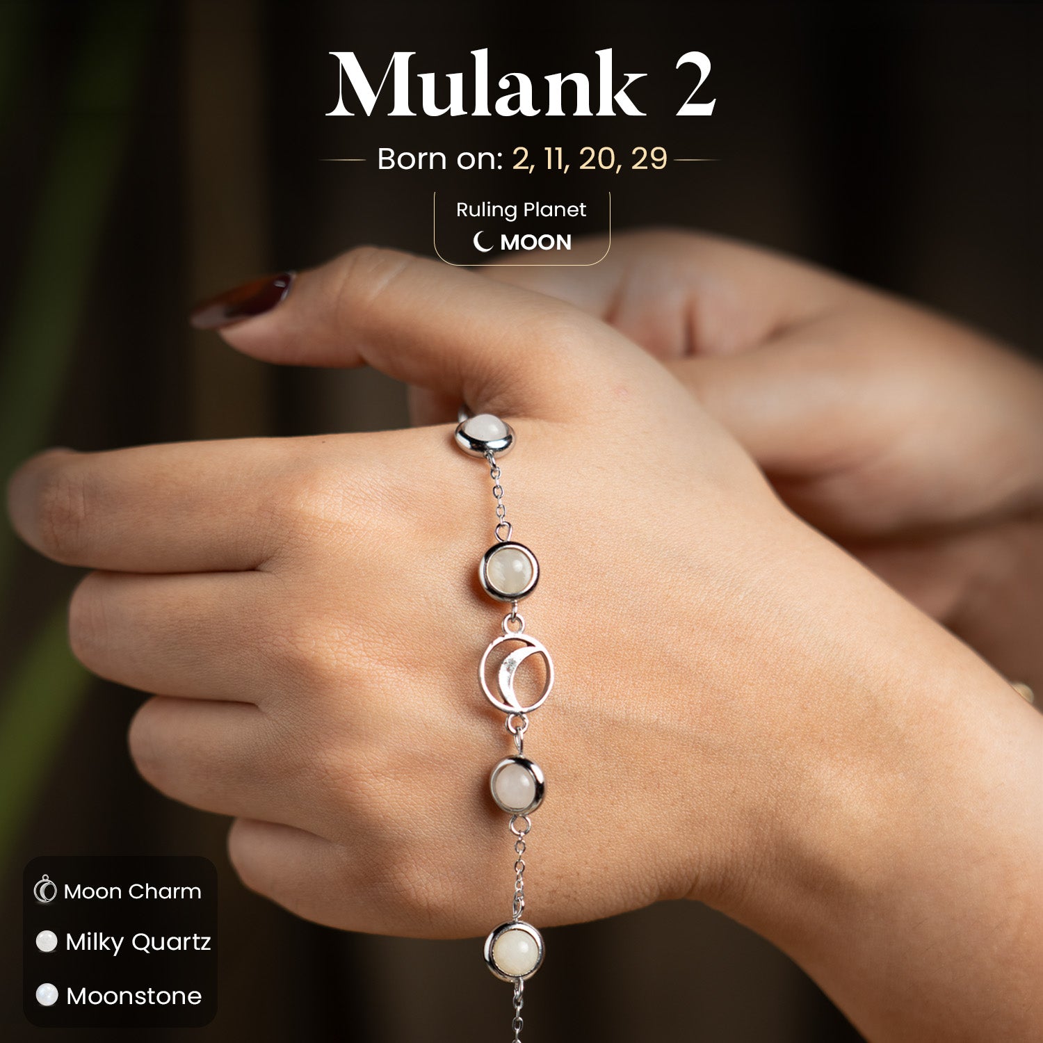 Mulank 2 Moon | Crystal Bracelet for Women