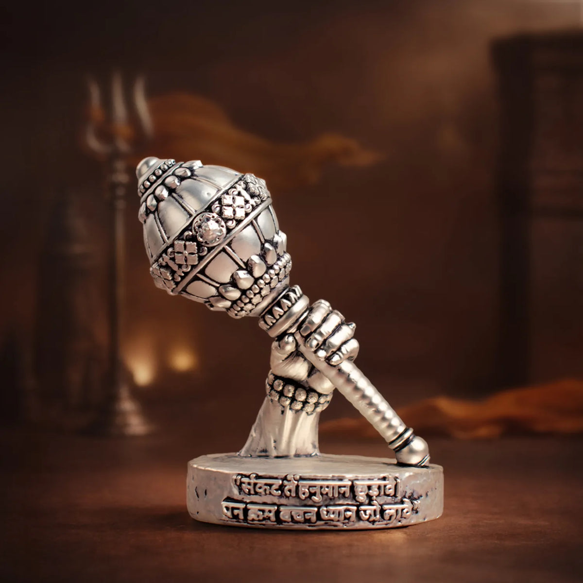 999 Silver Plated Shri Hanuman Gada Idol