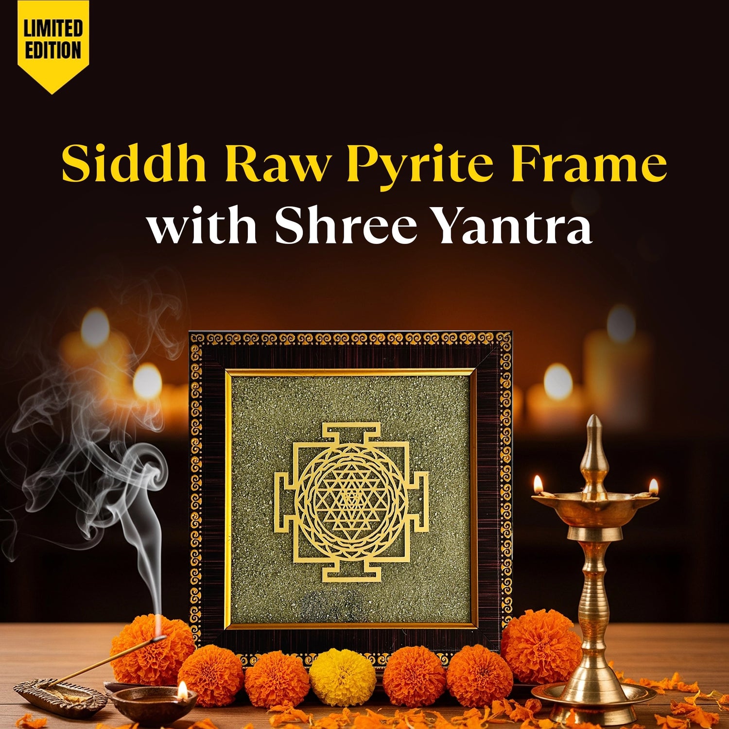 Siddh Shree Yantra on Raw Pyrite Frame