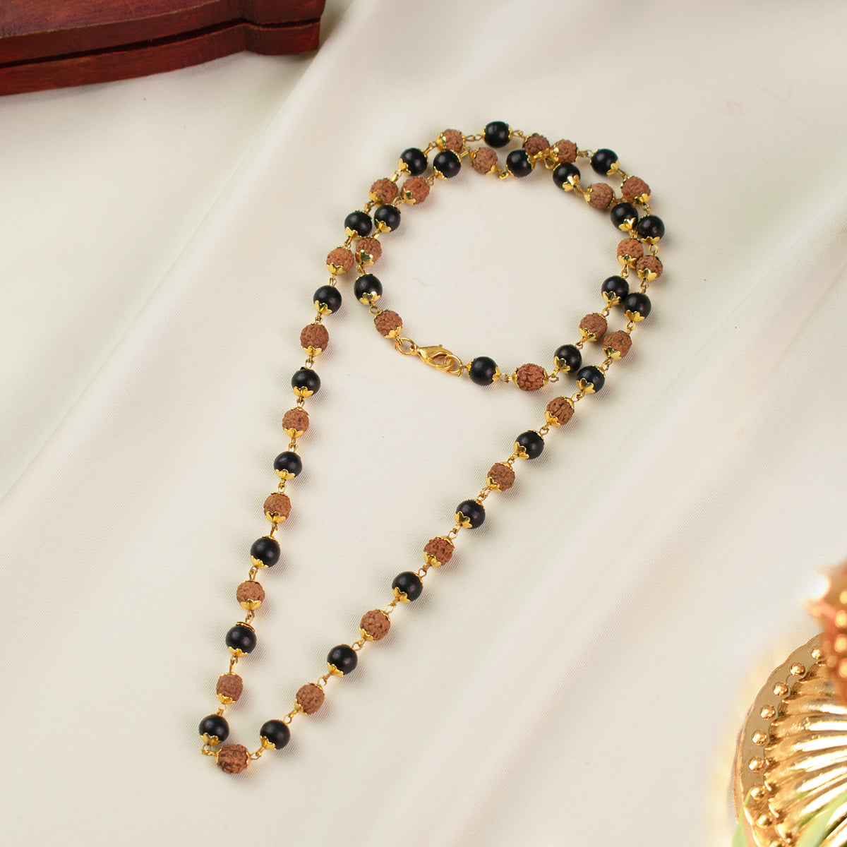 Divya Raksha Rudraksha & Karungali Mala with Gold Capping