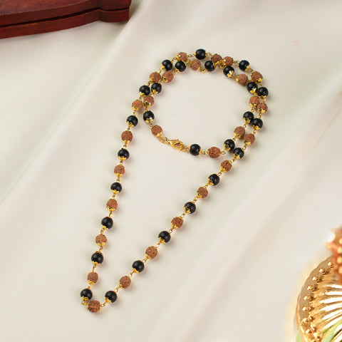 Divya Raksha Rudraksha & Karungali Mala with Gold Capping