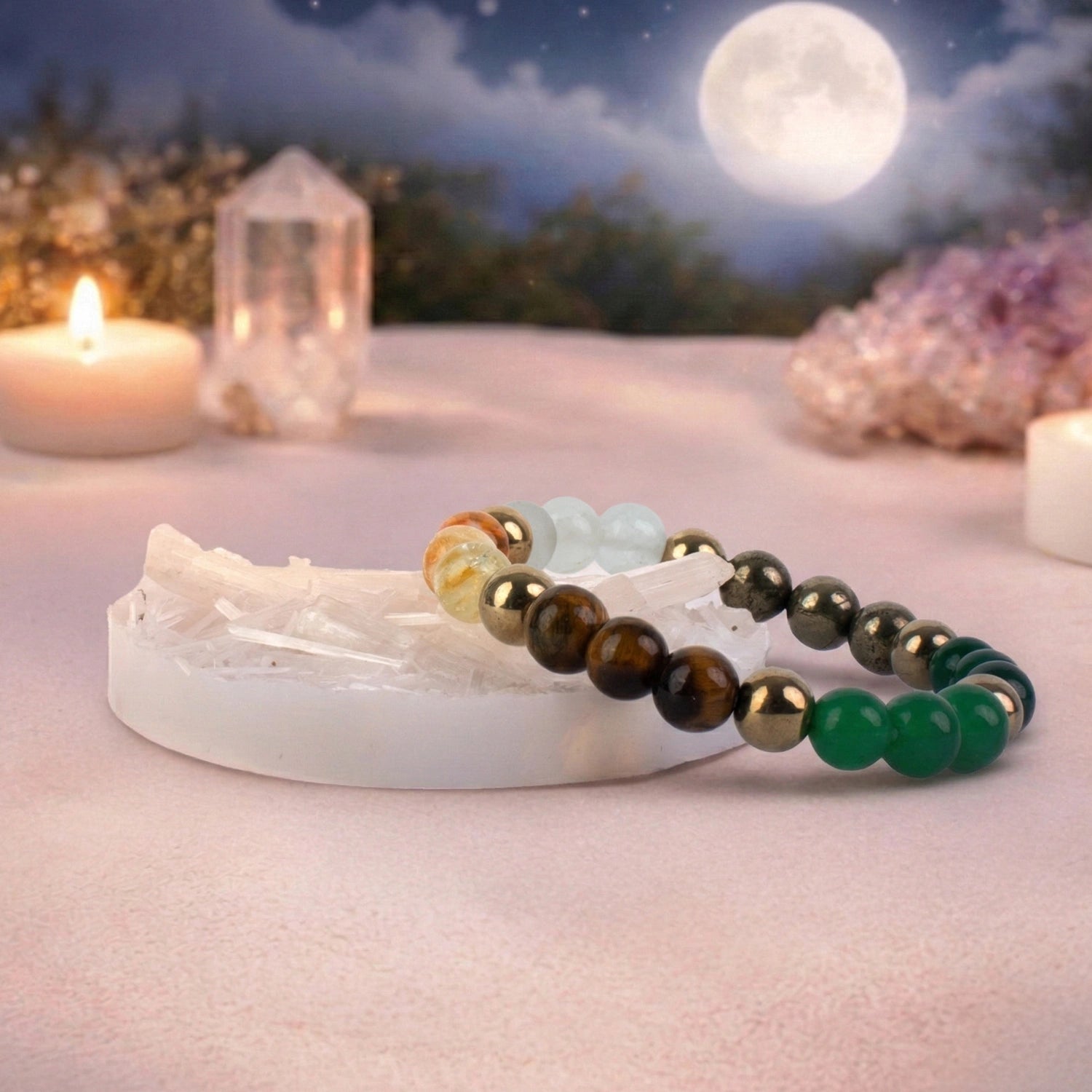 Energised Dhan Yog Bracelet with FREE Raw Selenite Plate